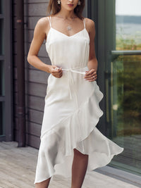 Organic silk ruffle slip dress BIRGIT