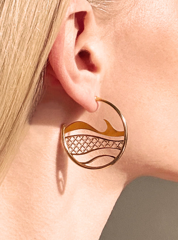 Recycled silver & gold plated earrings SEAWAVES