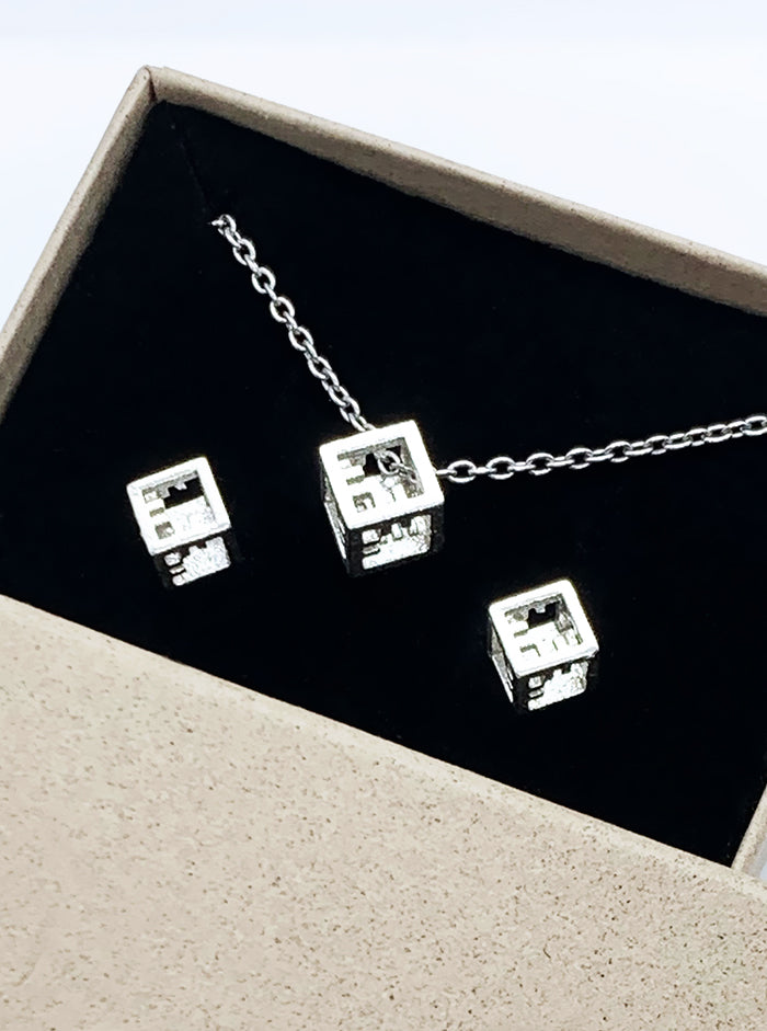 Recycled silver & gold plated AIRY CUBES SET *P