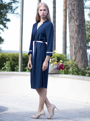 Navy blue bamboo shirt dress SORGO