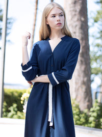 Navy blue bamboo shirt dress SORGO