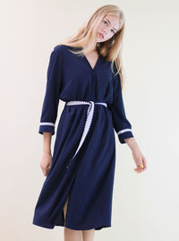 Navy blue bamboo shirt dress SORGO