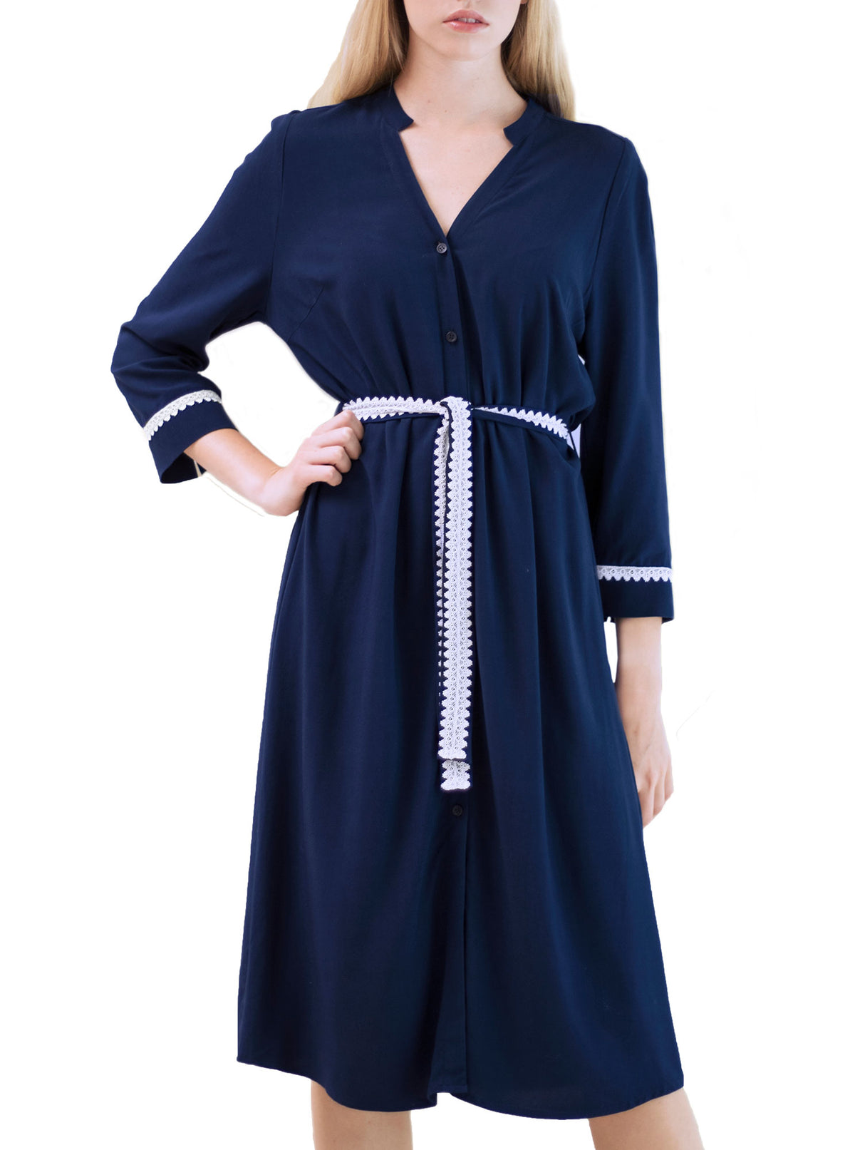 Navy blue bamboo shirt dress SORGO