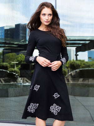 Black bamboo embroidered dress SUSI