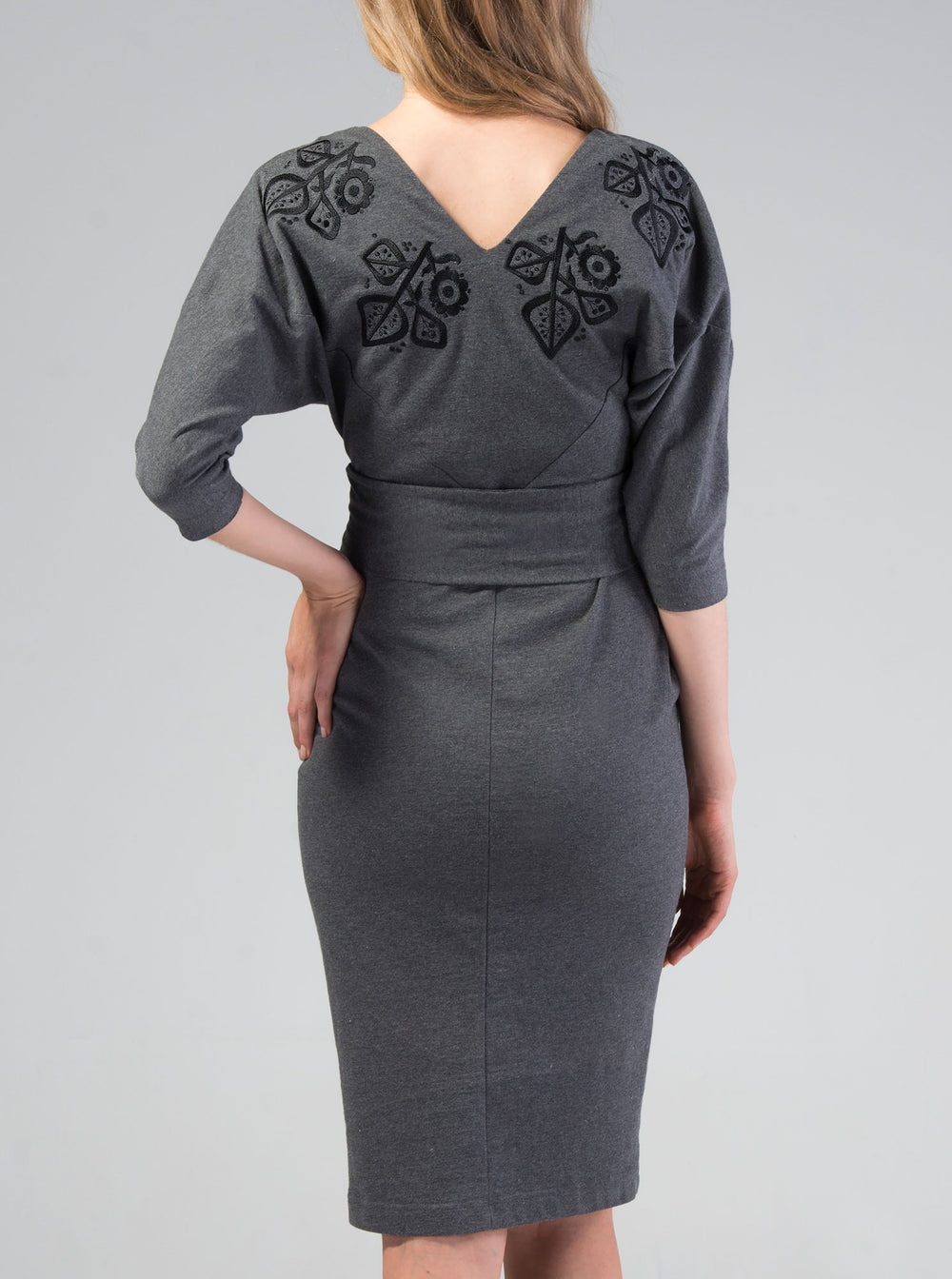 Grey Organic Cotton Embroidered Dress – KiRiVOO