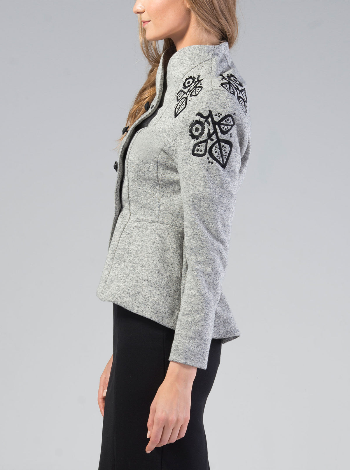 Melange embroidered organic cotton jacket HALLIKE