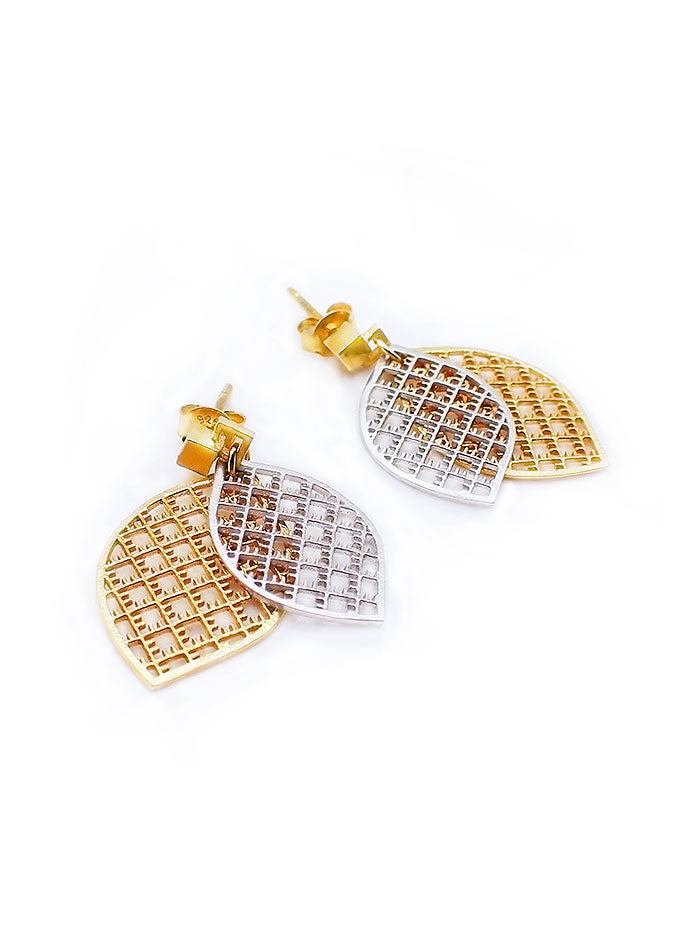 Recycled silver & gold plated earrings LEAVES *P