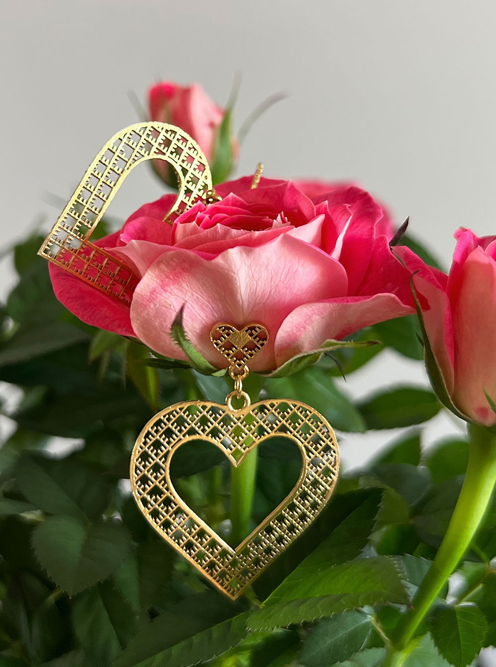 Recycled silver & gold plated earrings BIG HEART