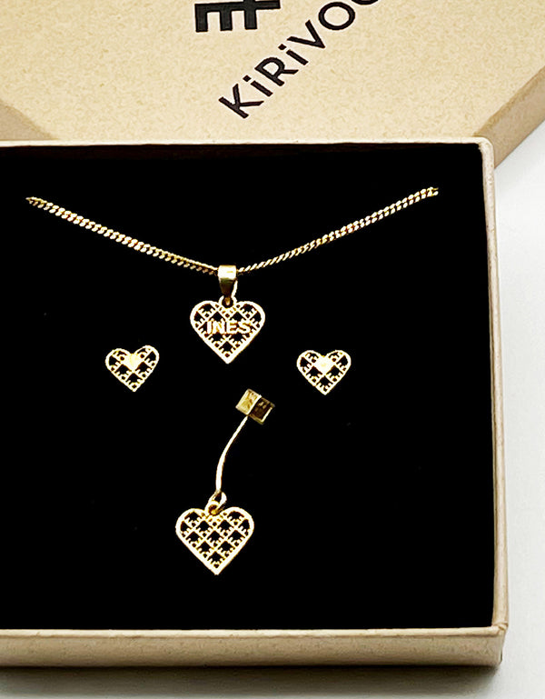 Recycled silver & gold plated jewellery set HEARTS *P