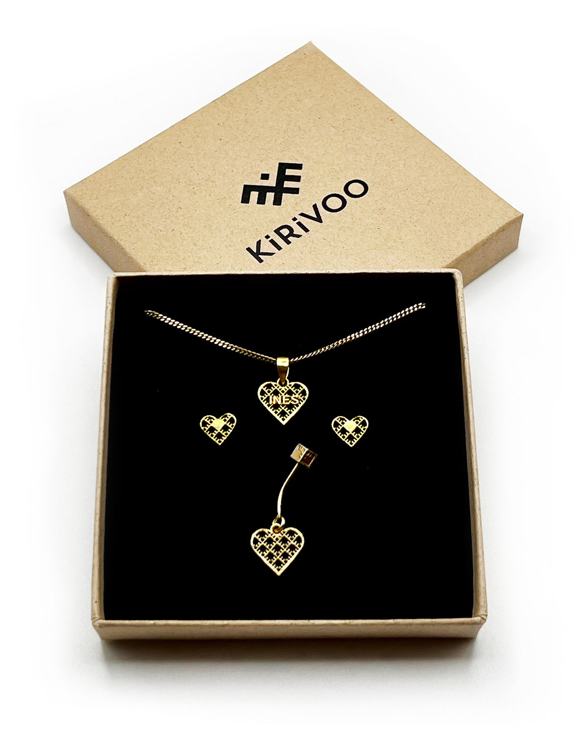 Recycled silver & gold plated jewellery set HEARTS *P