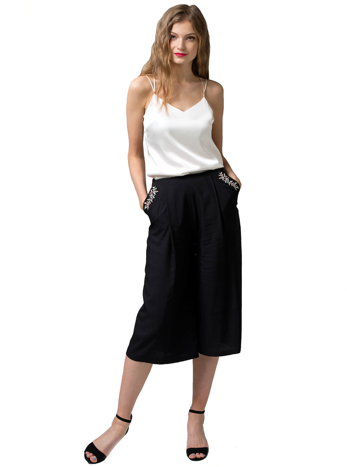 Black Bamboo Culotte Trousers PERIT