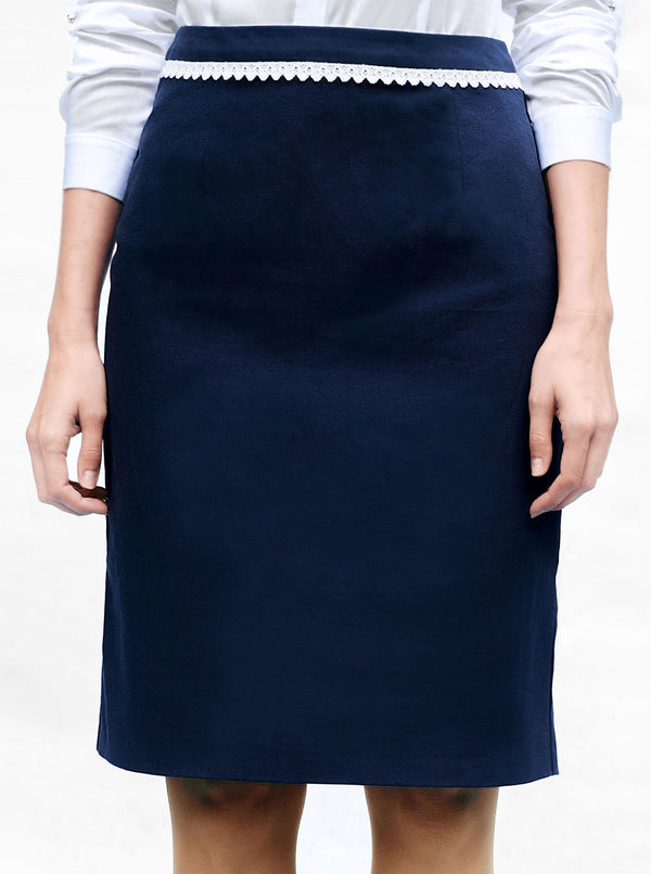 Blue Organic Cotton Pencil Skirt MAIS