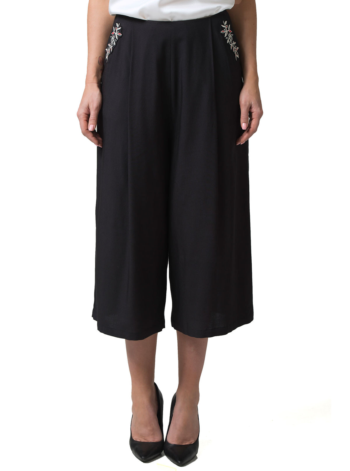 Black Bamboo Culotte Trousers PERIT