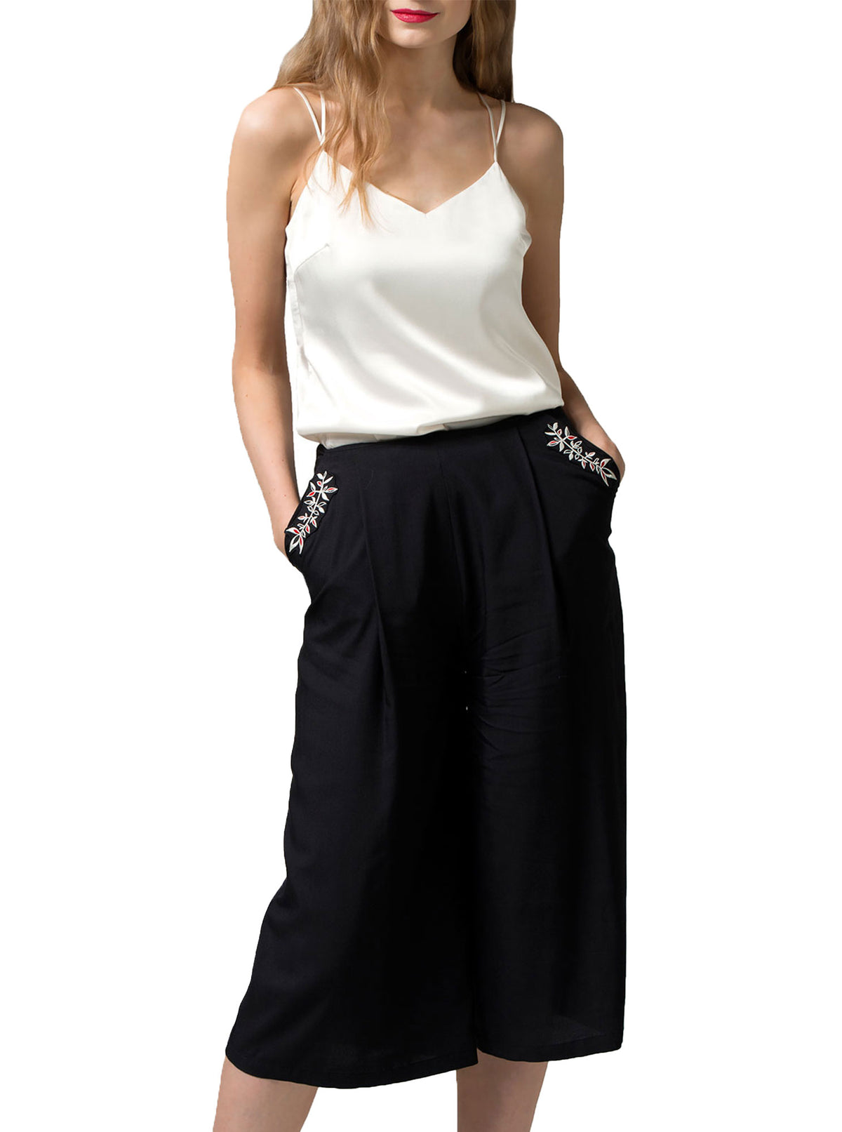 Black Bamboo Culotte Trousers PERIT