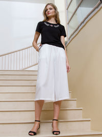 White Bamboo Culotte Trousers PERIT