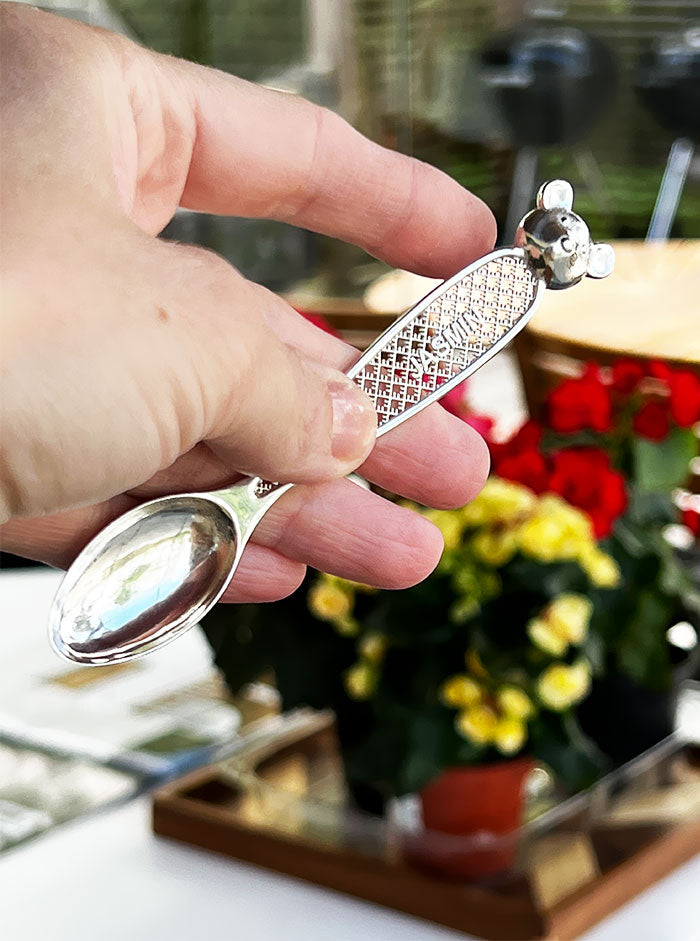 Recycled silver baby/tea spoon TEDDY *P