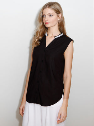 Black Bamboo Sleeveless Blouse KAER