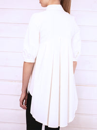 White Organic Cotton Pleated Shirt ANNE