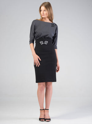 Black Organic Cotton Pencil Skirt VAIKE