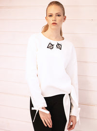 White Organic Cotton Tie-Hem Sweatshirt BLOOM