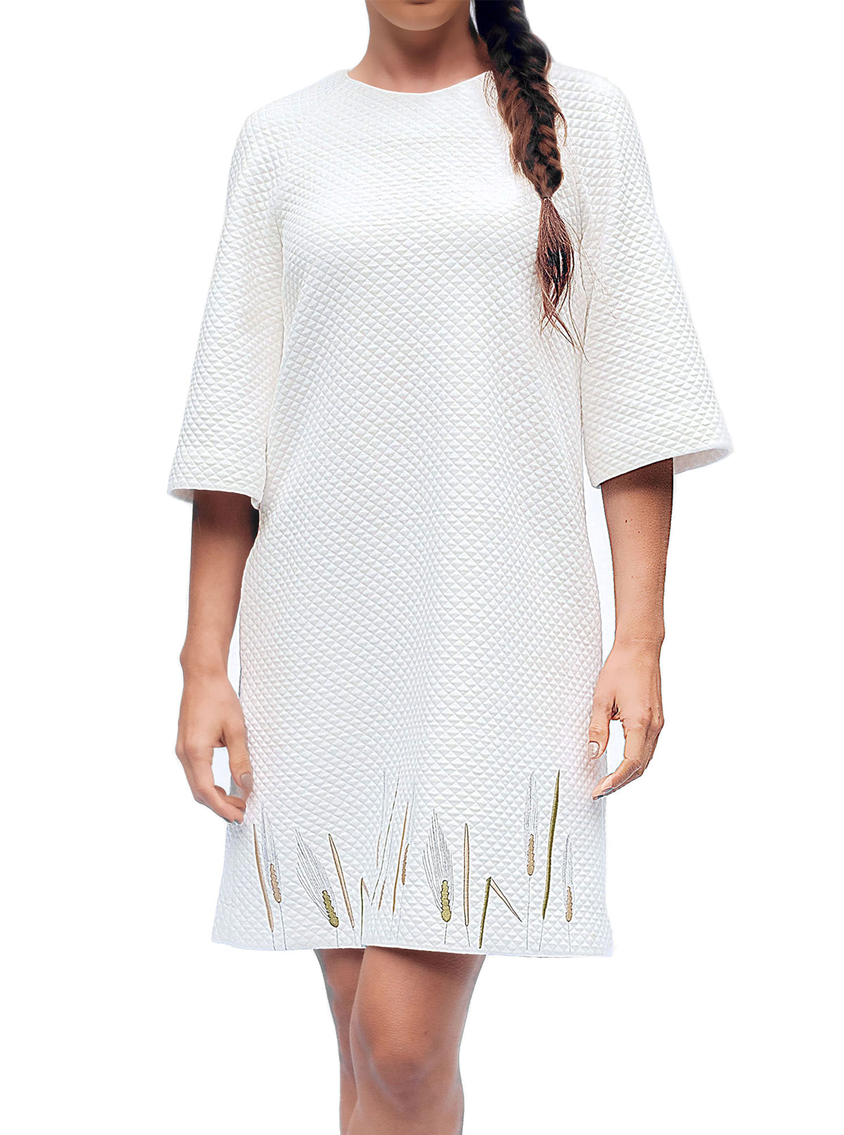 White organic cotton embroidered dress RIIS